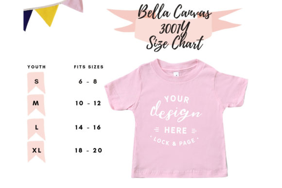Download Bella Canvas 3001Y Size Chart Mockup - Bella canvas Collection