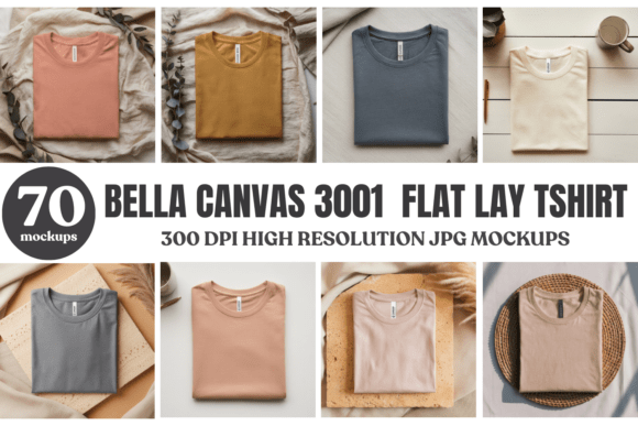 Download Bella Canvas 3001 Flat Lay Mockup Bundle - Bella canvas Collection