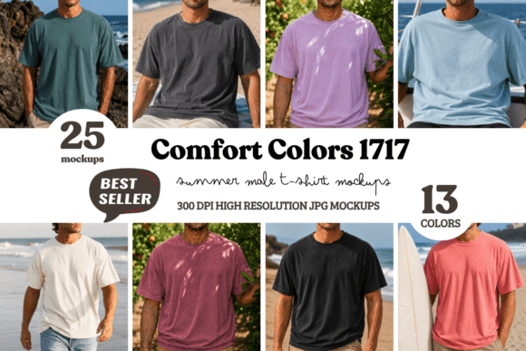 Download Comfort Colors 1717 Summer Male Mockups - Premium Resources