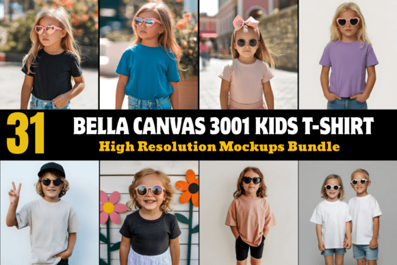 Download Bella Canvas 3001 Kids T-Shirt Mockups - Bella canvas Collection