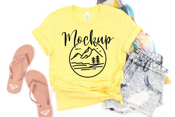 Download Bella Canvas 3001 Yellow Beach Mockup - Premium Resources